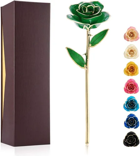 Miniatura 16 de Ejoyous Regalo de rosa para el día de la madre para mamá, rosa sumergida en oro de 24 quilates chapada en oro real preservada para siempre con Rosa