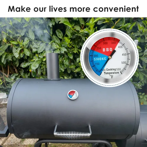 Miniatura 7 de Termómetro para barbacoa, medidor de temperatura, parrilla de carbón de acero inoxidable de 2 pulgadas, para ahumar, indicador de temperatura