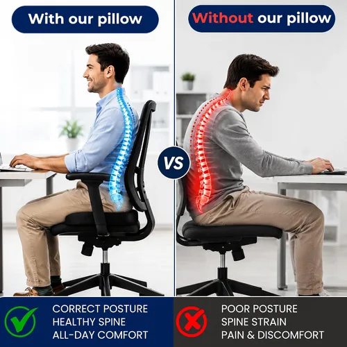 Miniatura 8 de Cojín ortopédico de espuma viscoelástica de alta calidad para silla de oficina y asiento de automóvil. Almohada ergonómica en forma de U para coxis