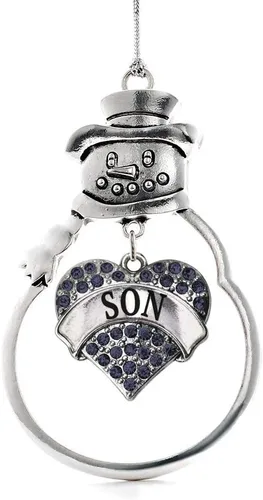 Miniatura 16 de Inspired Silver - Fuerza Aérea - Adorno de Navidad plateado - Adorno de árbol de Navidad con colgante de corazón azul con circonita cúbica