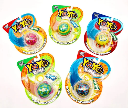 Big Time Toys Yoyo Ball Yoyo de retorno automático, paquete de fiesta de 5, colores y patrones surtidos, nunca necesita rebobinar, nuevo giro en la