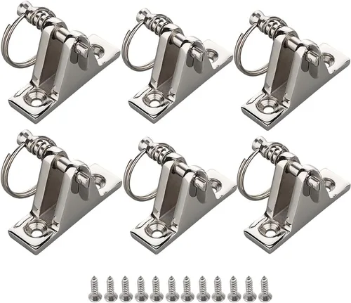 Miniatura 8 de Paquete de 2 bisagras de cubierta superior Bimini con pasadores extraíbles, acero inoxidable 316