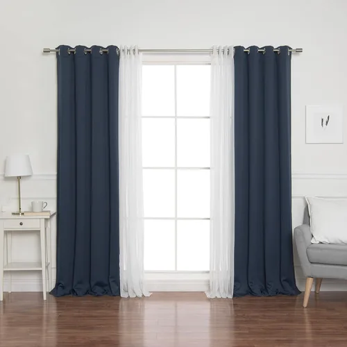Miniatura 17 de Best Home Fashion Mix and Match - Juego de 4 cortinas de tul transparente y opacas, con ojales de acero inoxidable y níquel Rosa empolvado