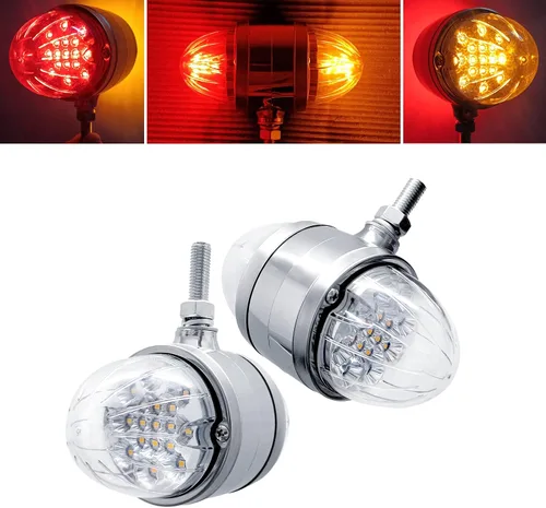 Miniatura 2 de 2 luces LED de doble función sandía de doble cara, lente transparente LED rojo ámbar con reflector, 3.5 pulgadas de doble cara redonda LED