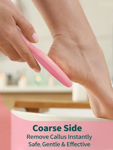Miniatura 4 de Lima de pie de vidrio de 2 caras Removedor de callos sin soporte de drenaje (rosa) Diseño ergonómico de 2 caras Seguro, eficaz pero suave