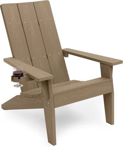 Miniatura 34 de MXIMU Silla Adirondack moderna resistente a la intemperie con portavasos, sillas de gran tamaño para hogueras Adorondic de plástico al aire libre