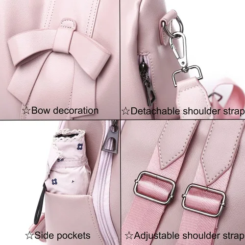Miniatura 7 de XingChen Mochilas y monederos para mujer, de piel sintética, antirrobo, a la moda, casual, ligero, de viaje, bolso de hombro, Negro -, Viajar