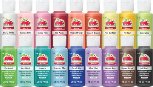 Apple Barrel, Colección Pastel Dreams & Vivid Wonders de Pintura Acrílica para Manualidades, Promotck, 2 fl oz cada una, 18 colores mate variados,