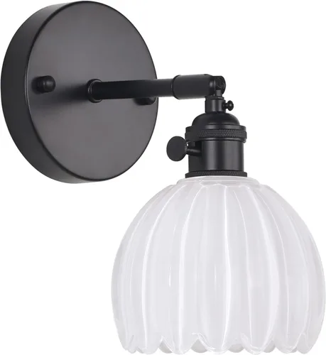 Miniatura 18 de Shenmoyl Aplique de Pared Vintage Operado por Batería con Linda Campana de Vidrio Tulipán Verde, Recargable Inalámbrica, Luz de Pared con Control