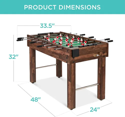 Miniatura 7 de Best Choice Products Mesa de futbolín para niños y adultos, mesa de juegos de fútbol con 2 bolas, 2 soportes para tazas, asas ergonómicas, barras