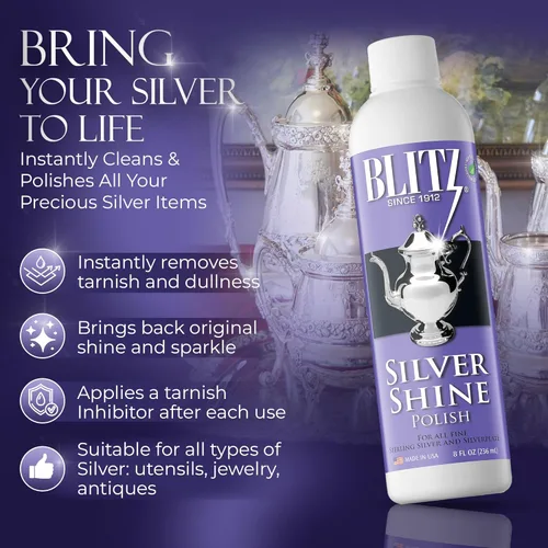 Miniatura 4 de Blitz Silver Shine Polish - Pulidor Líquido de Plata para Joyería de Plata de Ley y Plateada, Platos, Cubiertos, Accesorios y Decoración No Tóxico