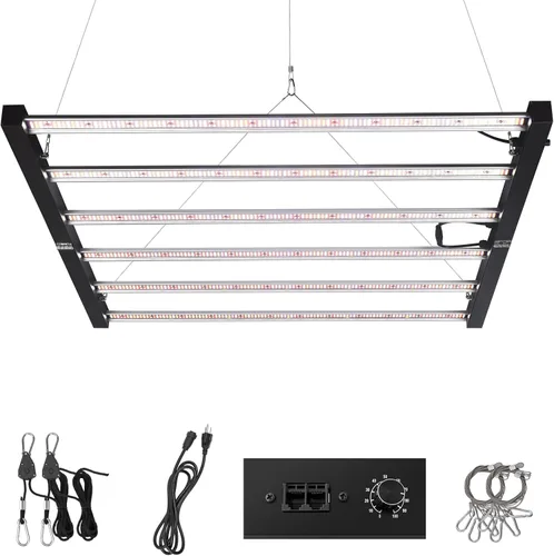 SZHLUX Luz LED de crecimiento de 720 W, lámpara de crecimiento de espectro completo regulable, luz de cultivo de plantas plegable de 6 barras para