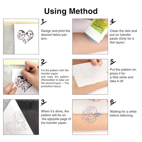 Miniatura 6 de Kit de 40 piezas de papel de piel de tatuaje, pieles falsas de 0.051 pulgadas y papel de transferencia para practicar, incluye 10 piezas de pieles