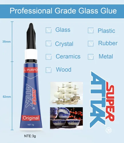 Miniatura 3 de Super pegamento transparente ultra fuerte, tubos de 0.11 onzas, adhesivo instantáneo perfecto para cerámica, madera, metal, goma, plástico, vidrio