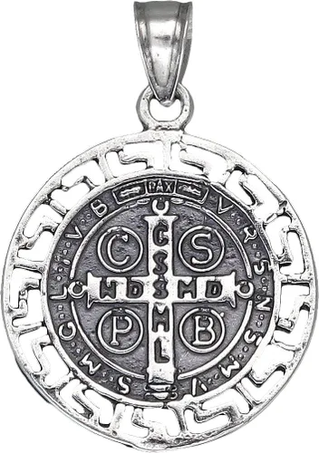 Miniatura 2 de Collar con colgante reversible de plata de ley con medalla de San Benito con cadena