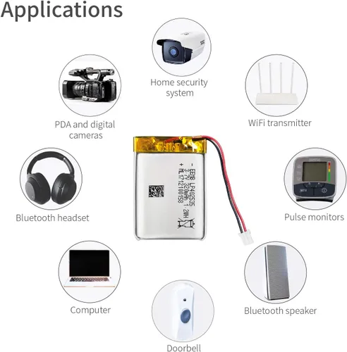 Miniatura 6 de EEMB Batería de polímero de litio 3.7V 320mAh 402535 Lipo Batería recargable con conector Molex de alambre para altavoz y dispositivo inalámbrico