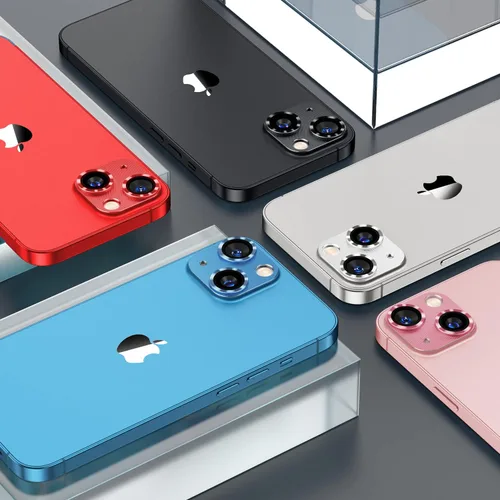 Miniatura 8 de Korecase [Paquete de 2] Diseñado para iPhone 13 / iPhone 13 Mini protector de lente de cámara de vidrio templado, cubierta de metal de aluminio