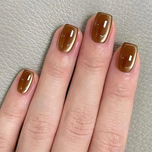 Miniatura 15 de Uñas postizas a presión de Navidad, color rojo vino, uñas postizas cuadradas medianas con diseño degradado, cobertura completa, acrílico brillante