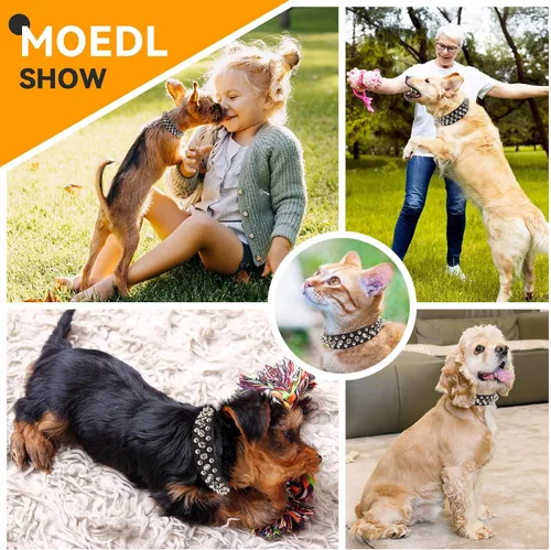 Miniatura 7 de PETCARE Collar de Perro con Pinchos Negro de Cuero PU Suave con Hongos Divertidos Remaches y Tachuelas Collar de Cachorro Ajustable para Exteriores