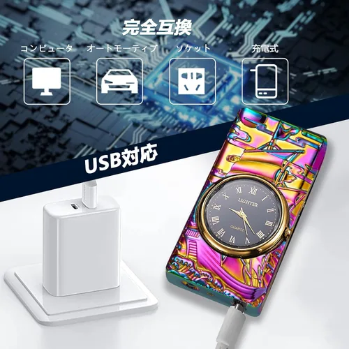 Miniatura 7 de Encendedor eléctrico con reloj YOZWOO USB recargable con luz LED, encendedores de plasma de doble arco con pantalla LED de alimentación para velas
