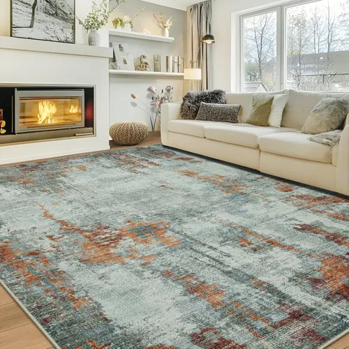 Miniatura 50 de Alfombra lavable de 4 x 6 pies para sala de estar, alfombra grande moderna para comedor y dormitorio, antideslizante, pelo bajo, 4 x 6 pulgadas