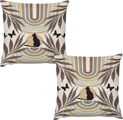 Miniatura 21 de Juego de 2 fundas de almohada florales retro de los años 70, Groovy Funky Hippie Flor Naranja Estética Boho Fundas de Almohada de 16 x 16 pulgadas