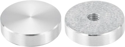 Miniatura 28 de uxcell M6 Rosca 0.787 in de diámetro de forma redonda de aluminio disco hardware 1pcs, aluminio círculo disco vidrio adaptador superior para mesa