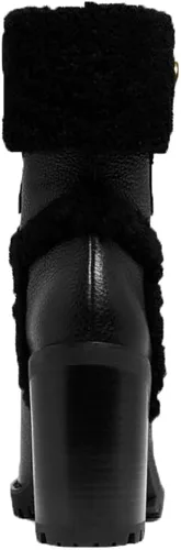 Miniatura 4 de VETASTE Women's Lug Sole Ankle Boots Classy Elegant Chunky Heel Rounded Toe Soft Leather Plush Lined Side Zip Winter Wide Calf Boots