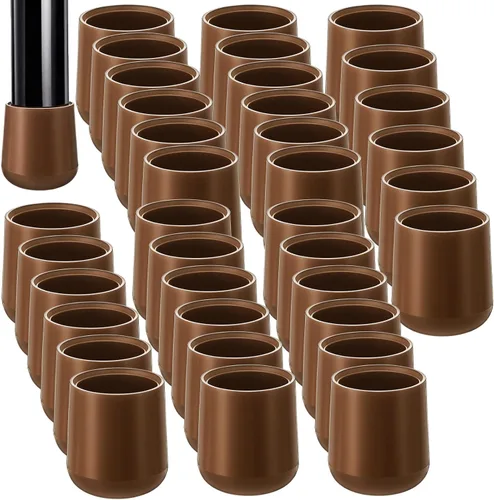 Miniatura 7 de Jetec 12 Pcs 1 Inch Folding Chair Leg Caps Heavy-Duty Plastic Chair End Caps Non-marring Furniture Glides Round Hardwood Floor Protectors (Brown,1in)