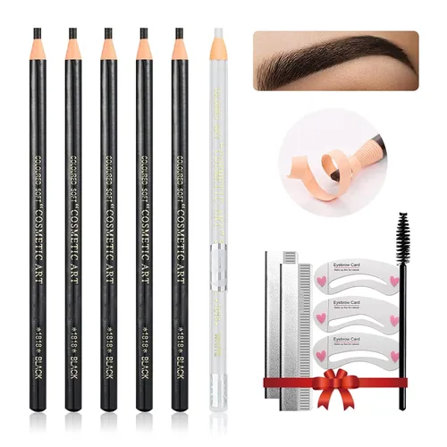Miniatura 14 de Set de Lápiz de Cejas Impermeable, Lápiz de Cejas con Cordón de Tirar y Desmontable, Kit de Suministros de Microblading, Lápiz de Línea de Ojos