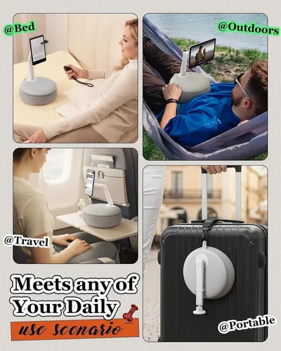 Miniatura 6 de SAIJI 【Magnético】Soporte para teléfono celular para cama, mini soporte de almohada Kindle con brazo elevado de doble eje, soporte para teléfono