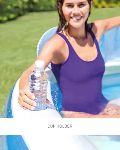 Miniatura 2 de INTEX Piscina inflable familiar para el centro de natación: banco integrado - portavasos - capacidad de 156 galones - 90 "x 86" x 31" - Azul