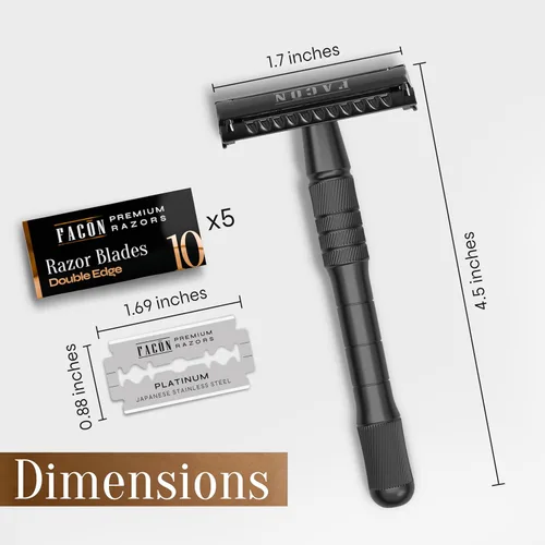 Miniatura 7 de Maquinilla de afeitar de doble filo Facón para hombres y mujeres - Maquinilla de afeitar abierta de acero inoxidable Butterfly con 50 cuchillas