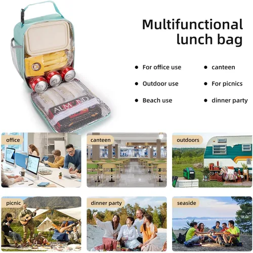 Miniatura 5 de Lovoeo Lonchera Bolsa de almuerzo para hombres mujeres Lonchera aislada Bolsas de almuerzo para Trabajo Picnic Viajes (azul bebé)