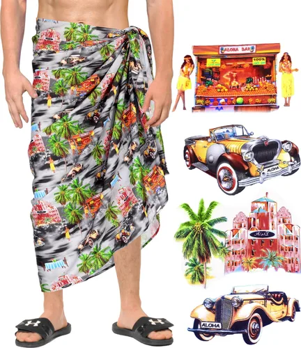 Miniatura 2 de LA LEELA Men's Sarong Bath Wraps Swim Pareo