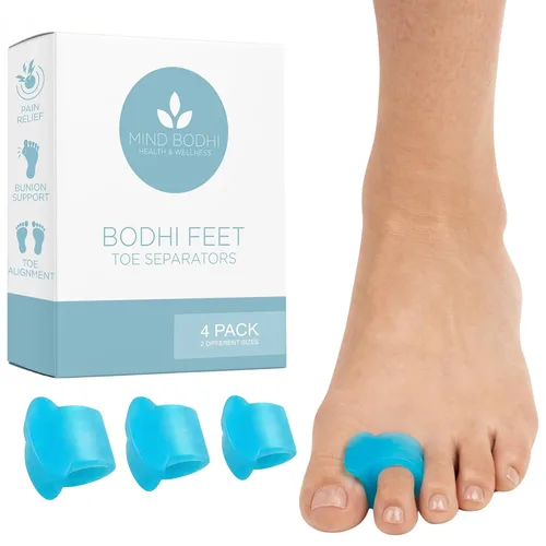 Mind Bodhi - Separadores de dedos de un solo bucle, paquete de 4: corrigen juanetes y restauran los dedos de los pies a su forma original, para