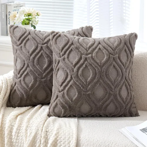 Miniatura 20 de MIULEE - Juego de 2 fundas de almohada de lana sintética suave y afelpada, fundas decorativas de estilo bohemio para sofá, sala de estar, cama, 18 x