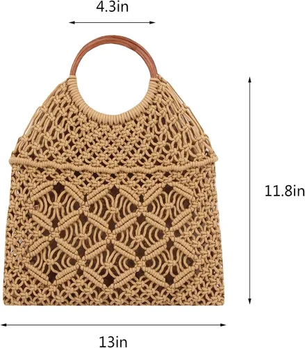 Miniatura 6 de Naimo Bolso de hombro de playa de paja para mujer, bolso de mano grande, tejido a mano, bolso estilo hobo casual de verano