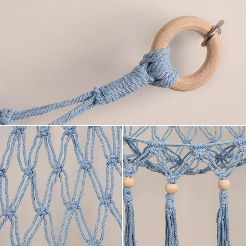 Miniatura 6 de Hamaca de almacenamiento para juguetes de animales de peluche con luz LED - Organizador de habitación jumbo de macramé para muñecas, decoración