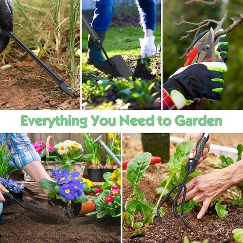 Miniatura 3 de Juego de herramientas de jardín de 5 piezas con mango extendido, juego de herramientas de jardín resistentes, kit de herramientas de jardinería