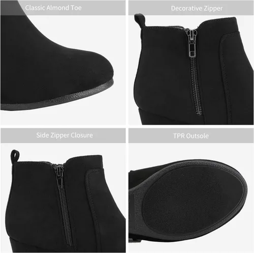 Miniatura 4 de DREAM PAIRS Botines de cuña baja de gamuza para mujer