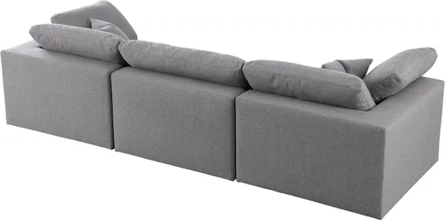 Miniatura 5 de Meridian Furniture 601Cream-S119 Serene Collection Modern Sofá modular contemporáneo de lujo, tela texturizada de lino suave, cojines de plumón