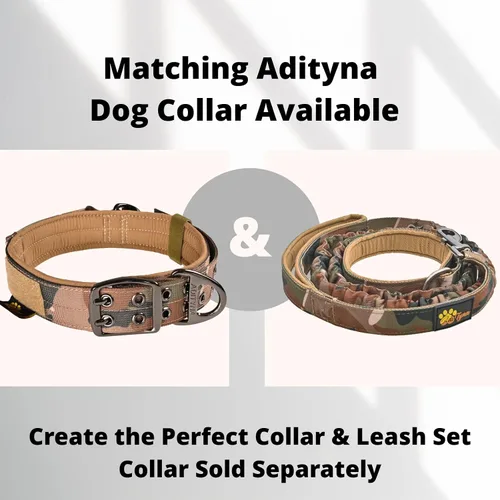 Miniatura 9 de ADITYNA Correa táctica elástica para perro de 6 pies - 7.5 pies – Correa de absorción de golpes con 2 asas acolchadas, cierre de metal, cinturón