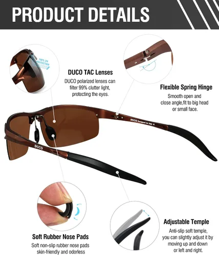 Miniatura 15 de Duco - Gafas de sol deportivas polarizadas para hombre con protección UV 8177s