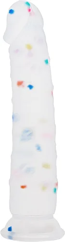 Miniatura 11 de Dildo realista de silicona de 7 pulgadas Confetti para principiantes con base de ventosa acampanada para uso sin manos, consolador anal