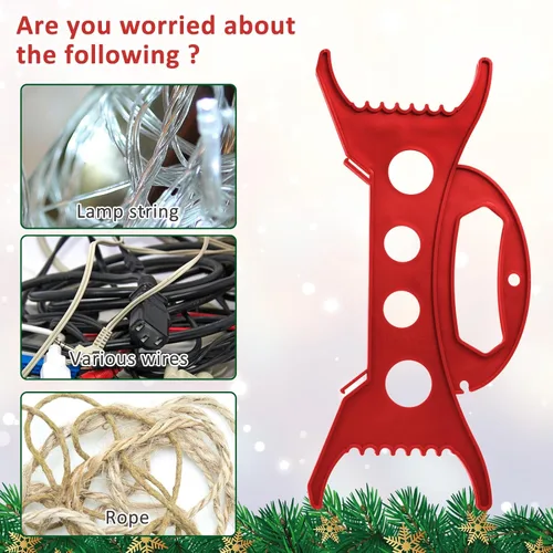 Miniatura 3 de 8PCS Organizador de Luces de Navidad Almacenamiento de Luces de Vacaciones Rojo Organizador de Luces de Propósito General Bobina de Luces de Navidad