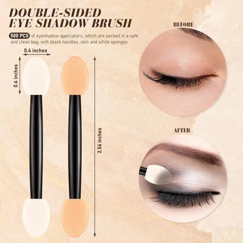 Miniatura 2 de Tanlade 500 aplicadores de sombra de ojos, brochas de maquillaje desechables para sombra de ojos, cepillos de esponja de doble cara para mujeres