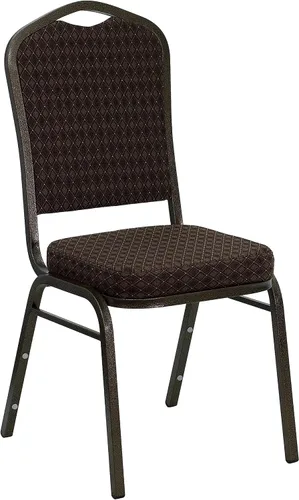 Miniatura 41 de Flash Furniture HERCULES Series - Silla apilable para banquetes con respaldo de corona en tela negra con estampado, marco de vena plateada Tela