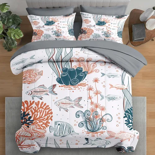Miniatura 11 de Pamnest Juego de edredón tamaño Twin, juego de ropa de cama de mármol azul profundo de 5 piezas para niños y adultos, juegos de sábanas de piedra