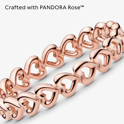 Miniatura 3 de PANDORA Anillo de rosa con banda de corazones Metal